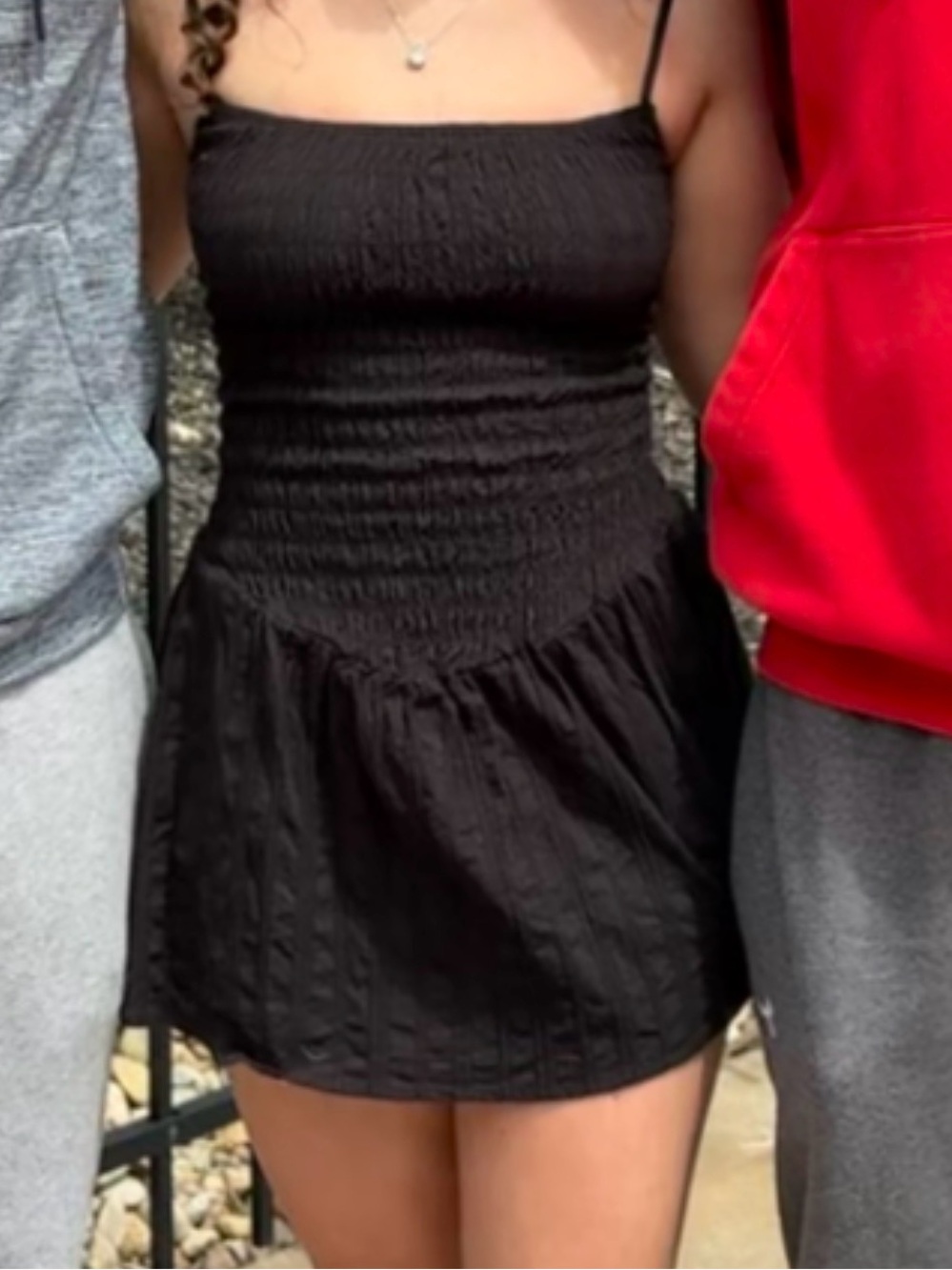 Black Smocked Mini Dress with Spaghetti Straps